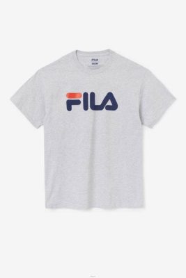 FILA Peru | FILA Camiseta con logo para hombre gris jaspeado/azul marino/rojo J844268