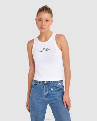 FILA Peru | FILA Camiseta sin mangas de canalé Cinzia blanca para mujer. J8442829