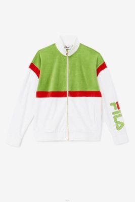 FILA Peru | FILA Chaqueta velour mansur blanco/verde bosque/rojo J844820