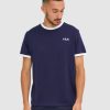 FILA Peru | FILA camiseta clásica con timbre para hombre nueva azul marino J8442483