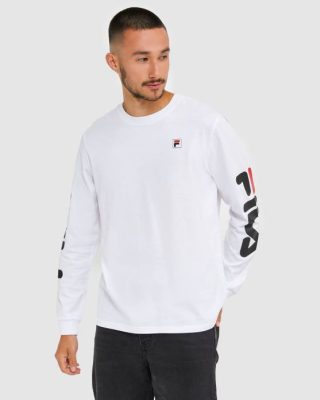 FILA Peru | FILA camiseta clásica de manga larga para hombre blanca J8442498
