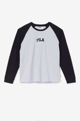 FILA Peru | FILA camiseta raglán chet gris claro jaspeado/negro J844308