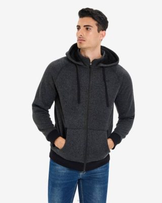 FILA Peru | FILA chaqueta unisex romano con cremallera negro marle J8442651