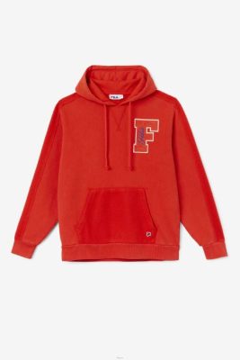 FILA Peru | FILA sudadera con capucha bryson vintage wash rojo fuego/azul J844519